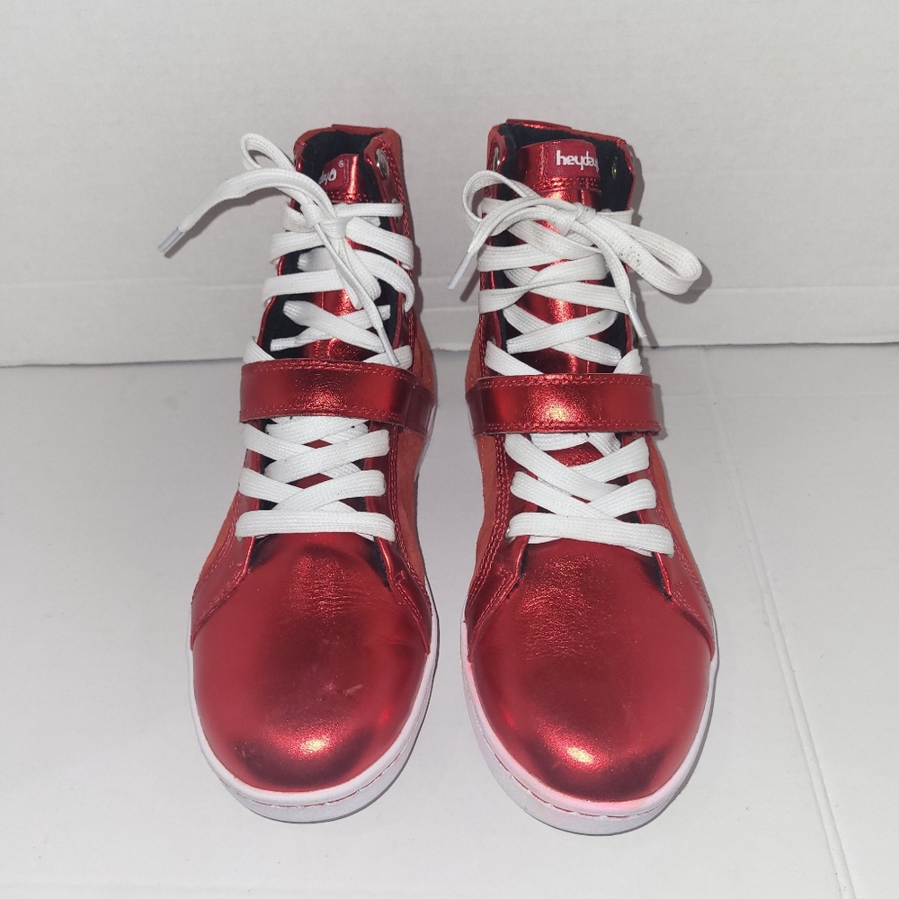 Heyday Sneakers Size 9.5W/7M Bodybuilding Hip Hop High Top Red, White Athletic